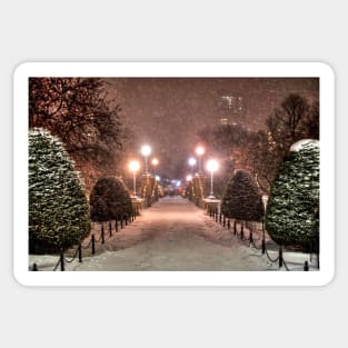 Snow Storm in the Boston Public Garden MA Massachusetts Sticker